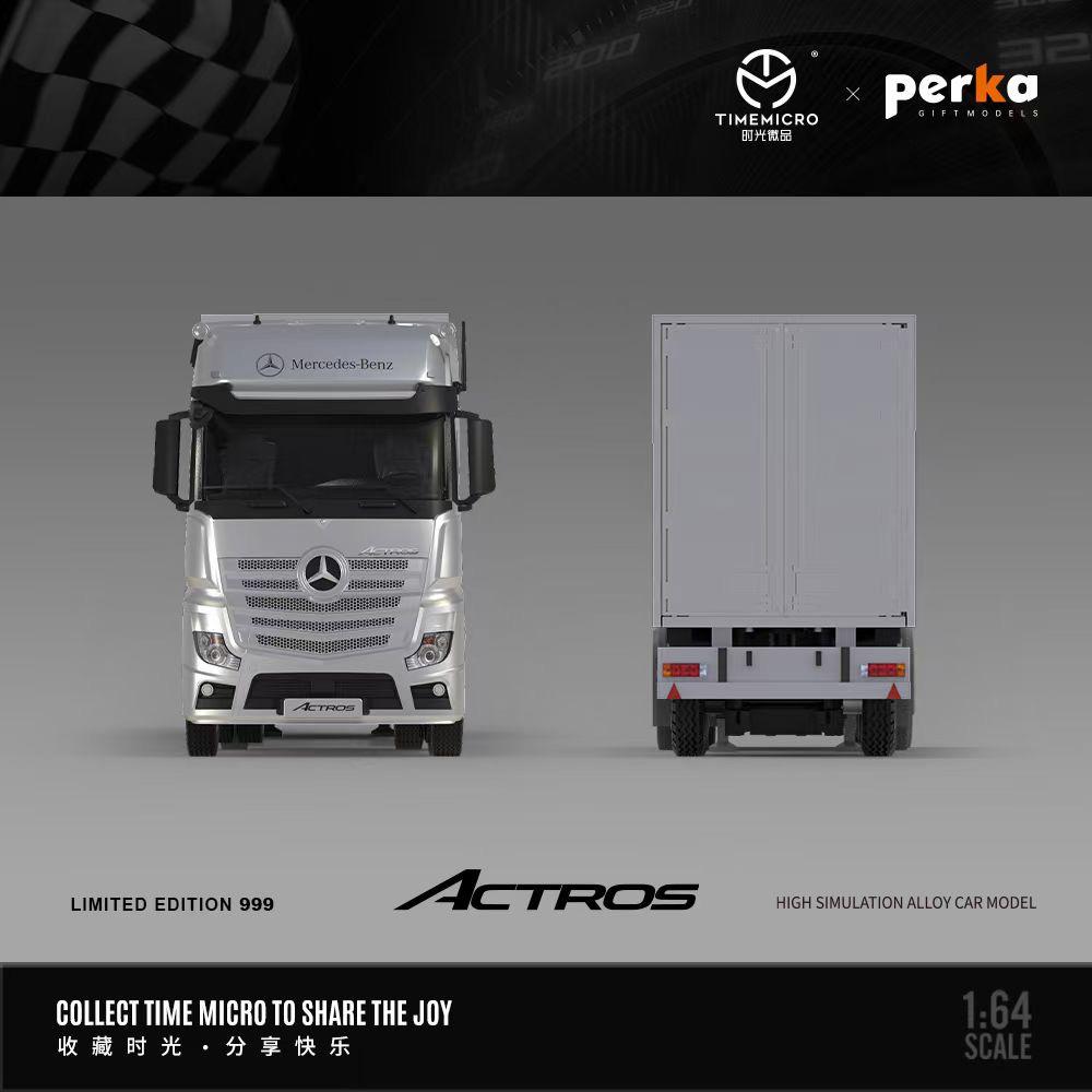 Time Micro × Perka 1:64 Mercedes-Benz Actros 1851 Container Truck | Limited Edition | Black & Silver Variants
