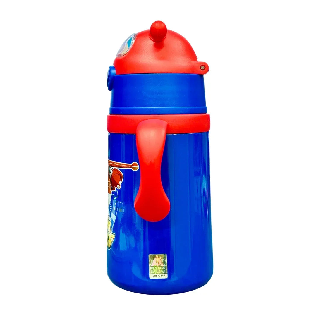 Super Wings Stainless Steel Water Bottle For Kids with Straw 400 ML - Jaiman Toys