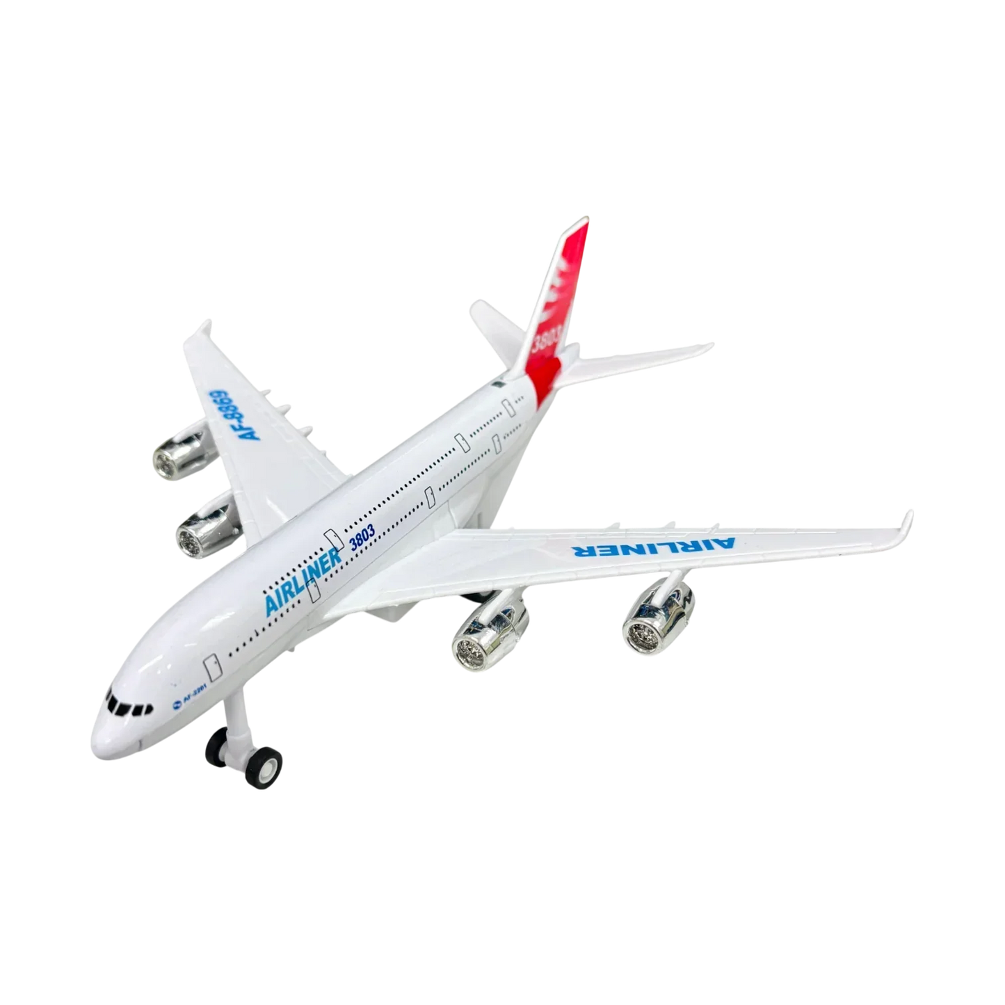 Alloy Diecast Airliner Pull-Back Action with Light & Sound - 1:400 Scale (White) - Jaiman Toys