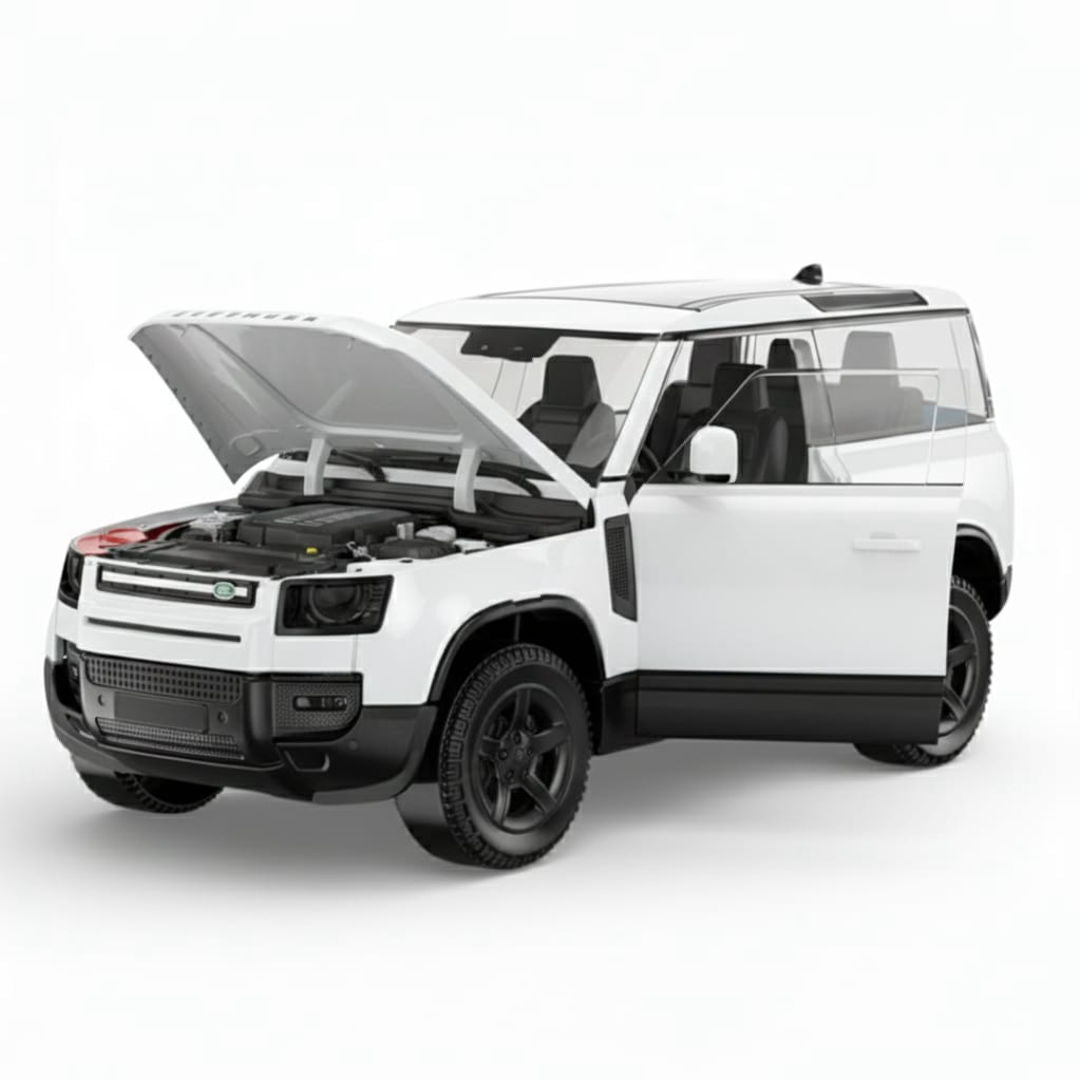 RASTAR 1:24 Scale Land Rover Defender 90 Diecast Model Car β White SUV | Premium Metal Collectible with Opening Doors