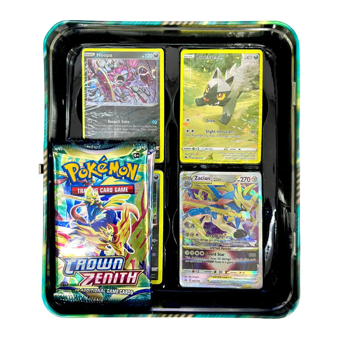 Pokemon Playing Cards Sword & Shield Crown Zenith Tin Box With Cards (Green) - Jaiman Toys