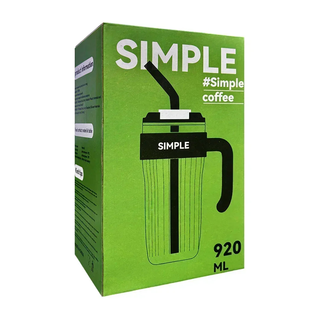 Simple Coffee Tumbler Leak-Resistant Lid & Handle with Straw (920 ml) - Jaiman Toys