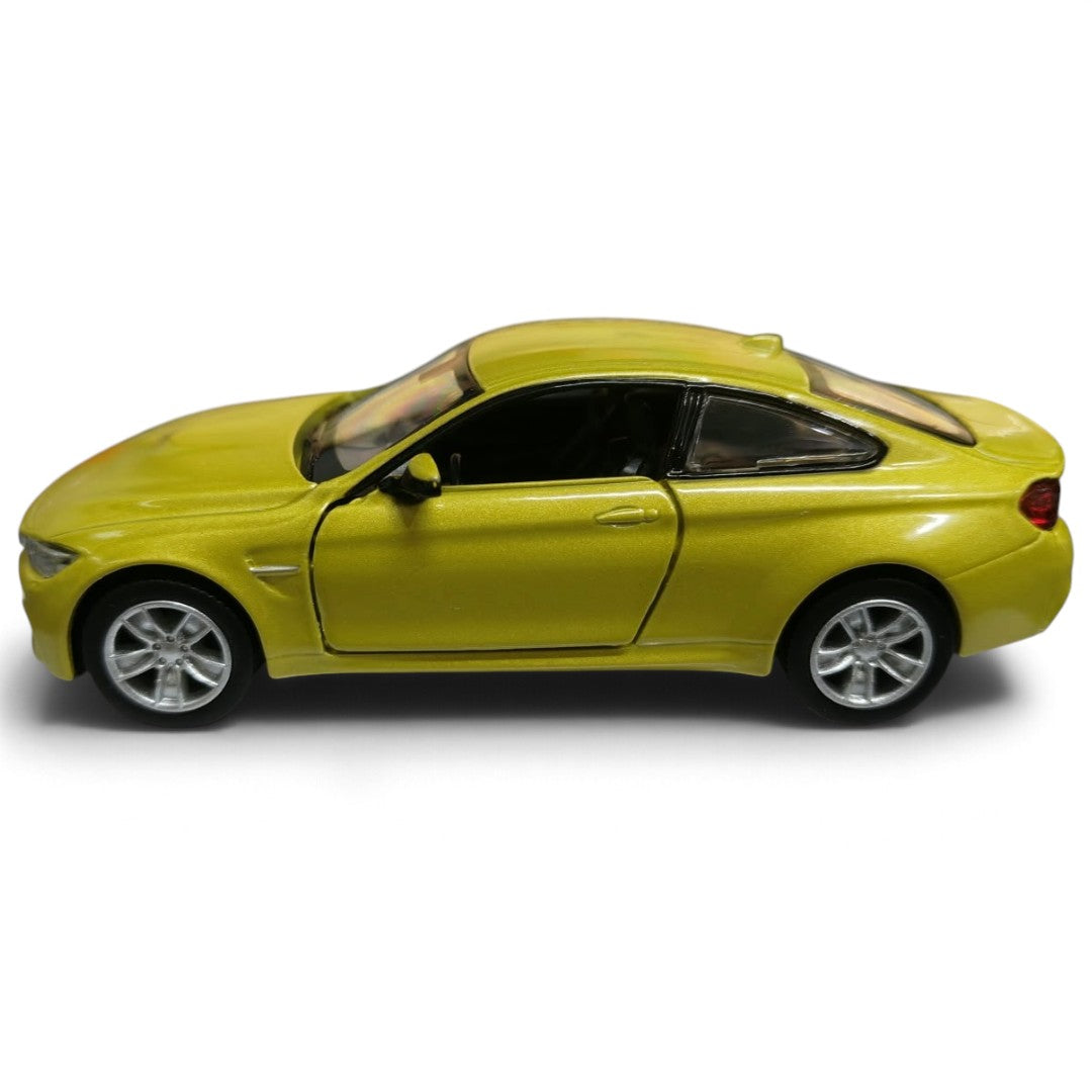 RMZ City BMW M4 1:32 Scale Die-Cast Model Car – Metallic Olive Gold & Red Colour Variants, Collectible with Opening Doors & Pull-Back Action