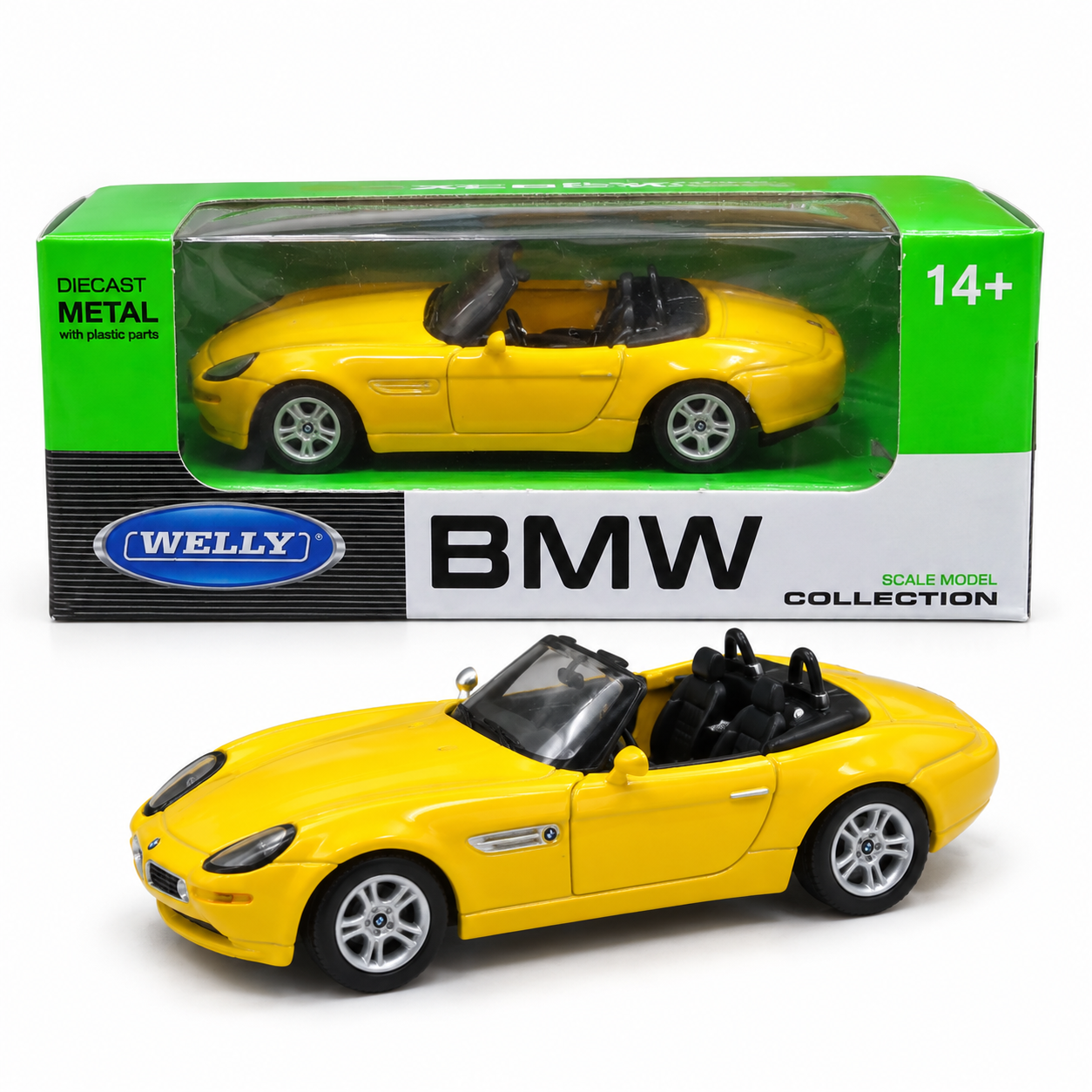 Welly 1:64 BMW Z8 Roadster Yellow Die-Cast Metal Model Car