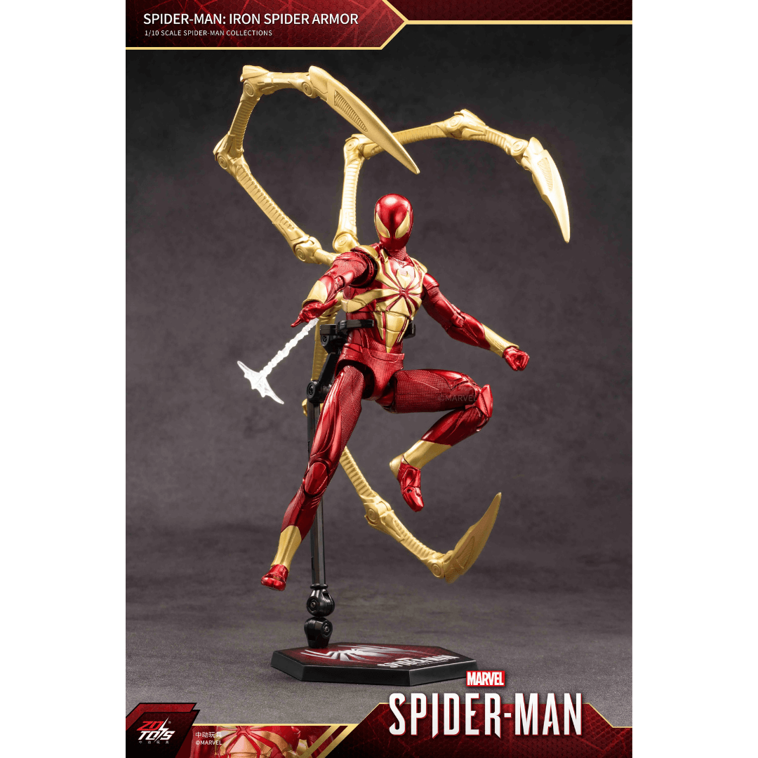 ZD Toys Marvel Spider-Man Iron Spider Armor | 1:10 Scale 7-Inch Highly Articulated Action Figure | Premium Marvel Collectible