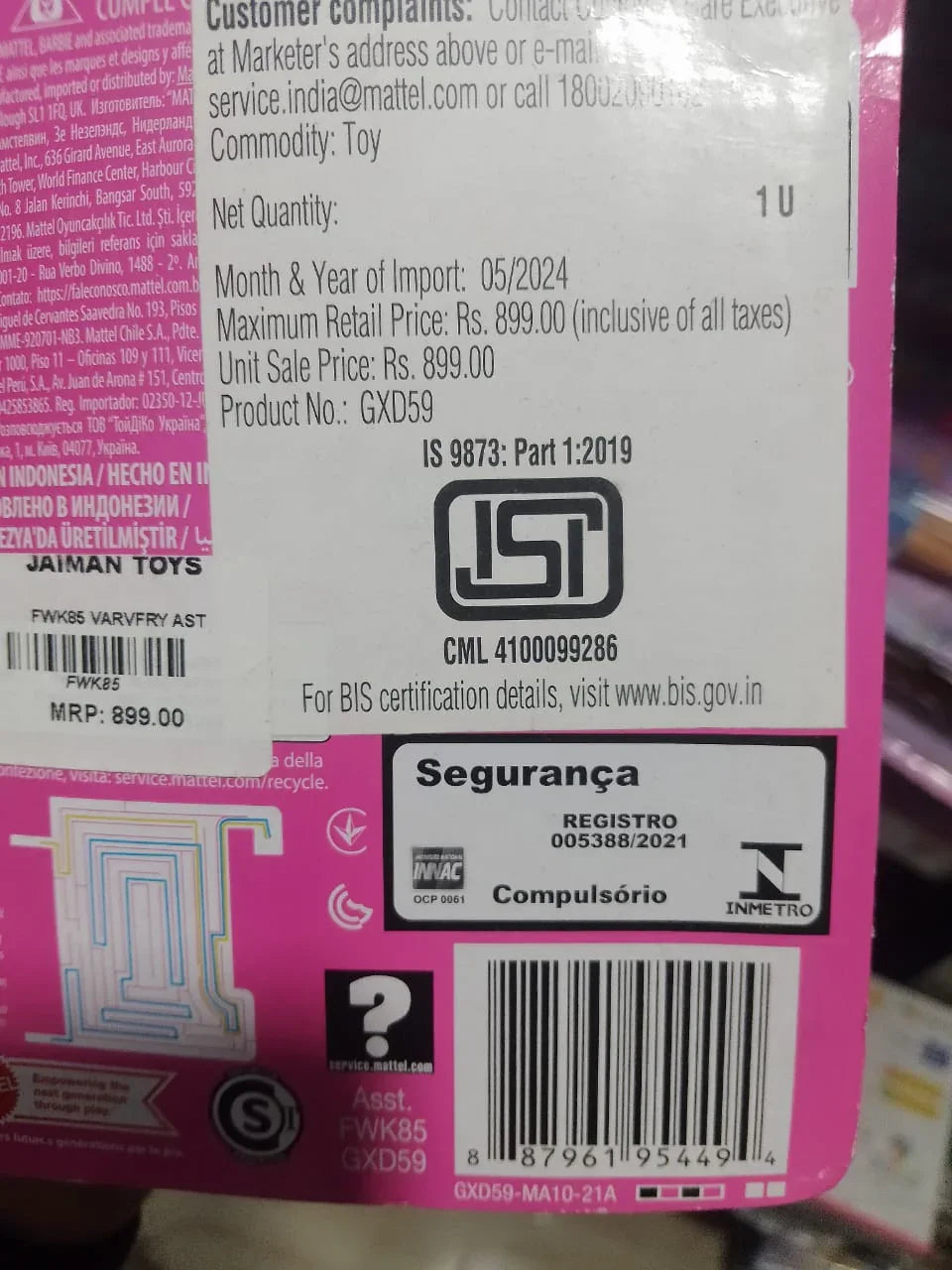 Barbie Fashionistas Doll #185, Black Up-do Hair, Off-shoulder Bleached Denim Dress, Orange Bandana, White Boots, Toy for Kids Ages 3 and Up - Jaiman Toys