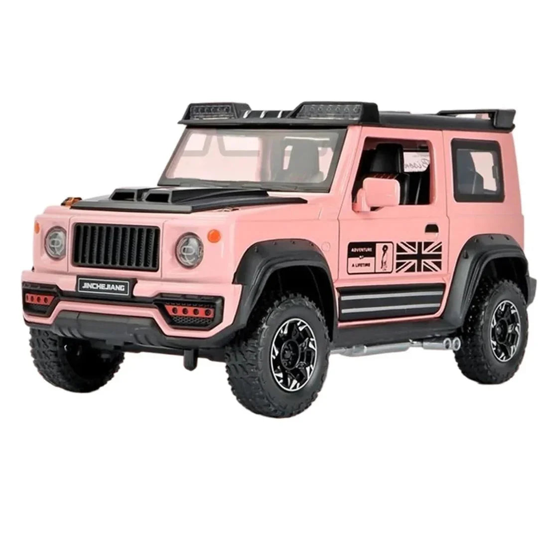 Suzuki Jimny Cross Racing Die-Cast Toy Car Model – 1:32 Alloy Metal Pull Back SUV with Openable Doors, Light & Sound (Pink) - Jaiman Toys
