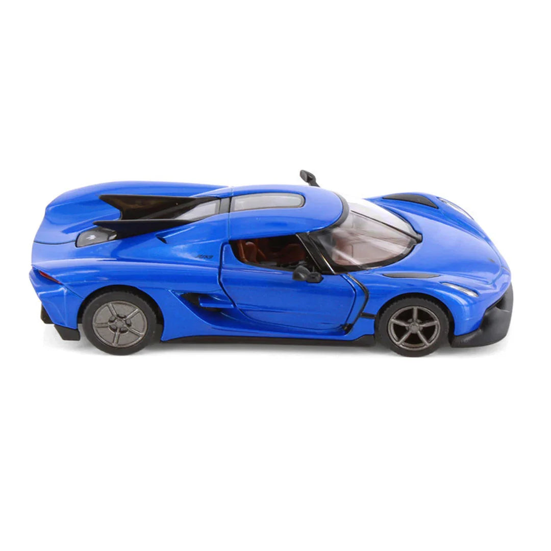 KiNSMART Koenigsegg Jesko Absolut – Red – 1:36 Scale Die-Cast Model Car – Pullback Collectible - Blue - Jaiman Toys