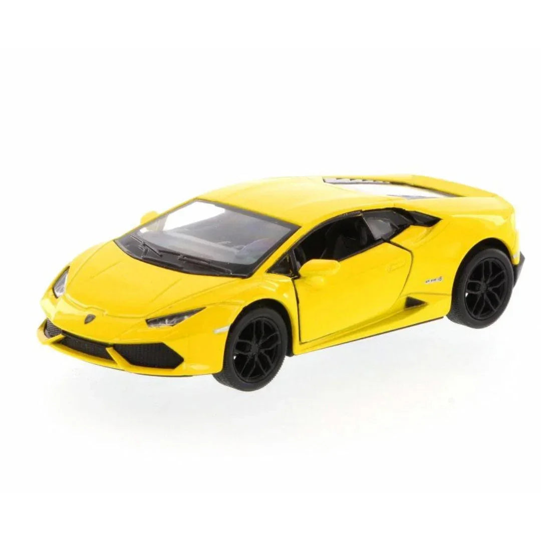 KiNSMART Lamborghini Huracán LP 610-4 – 1:36 Scale Die-Cast Model Car – 5-Inch Pullback Toy Car - Yellow - Jaiman Toys