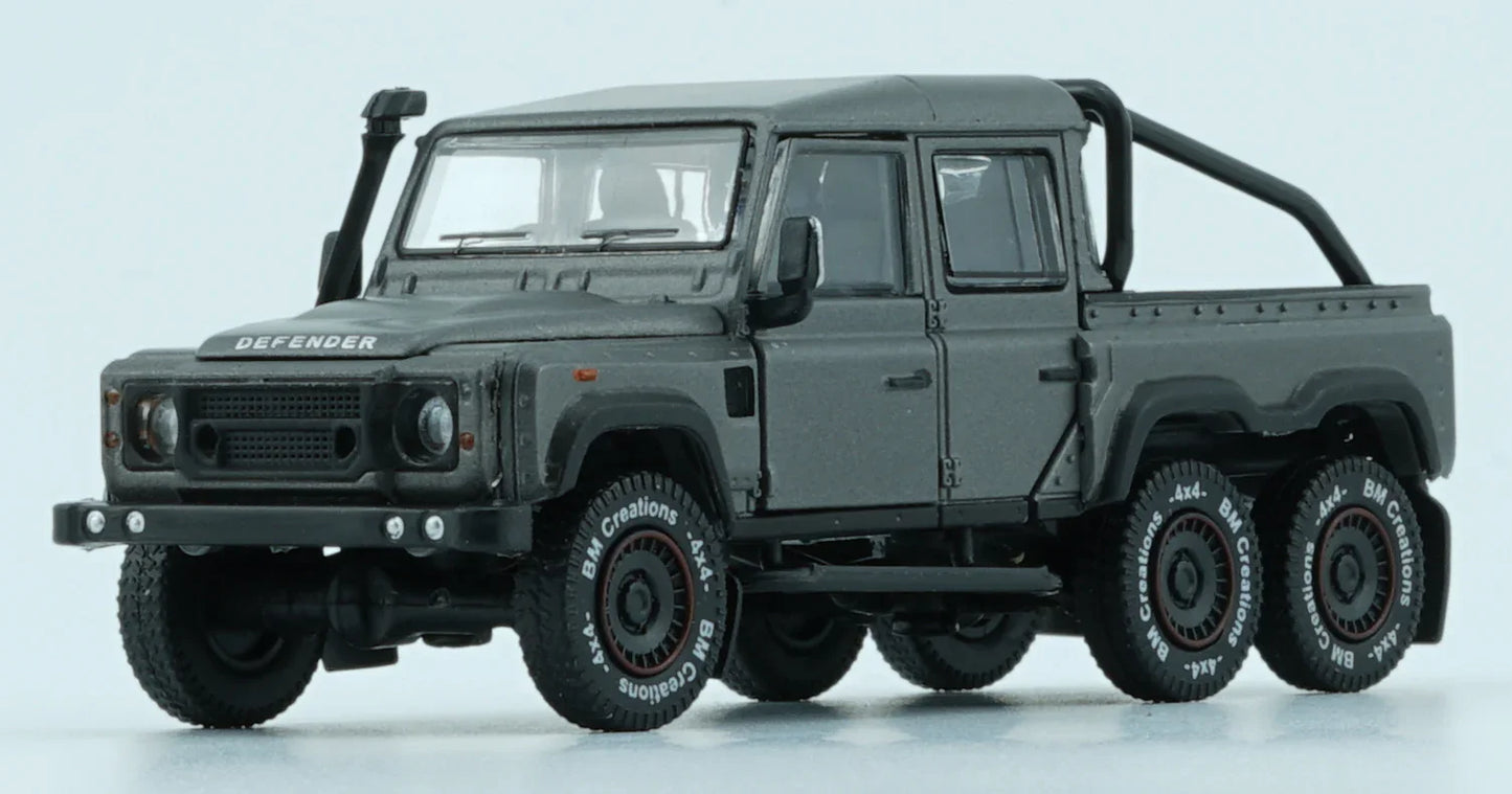 BMC 1/64 Land Rover 2016 Defender 110 Pick Up -6x6 Acc Pack - Dark Grey Silver (RHD)-Diecast Car - Jaiman Toys