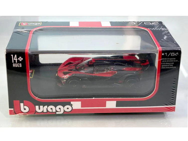 Bburago 1:64 Bugatti Bolide Red & Black Diecast Model Car with Display Case