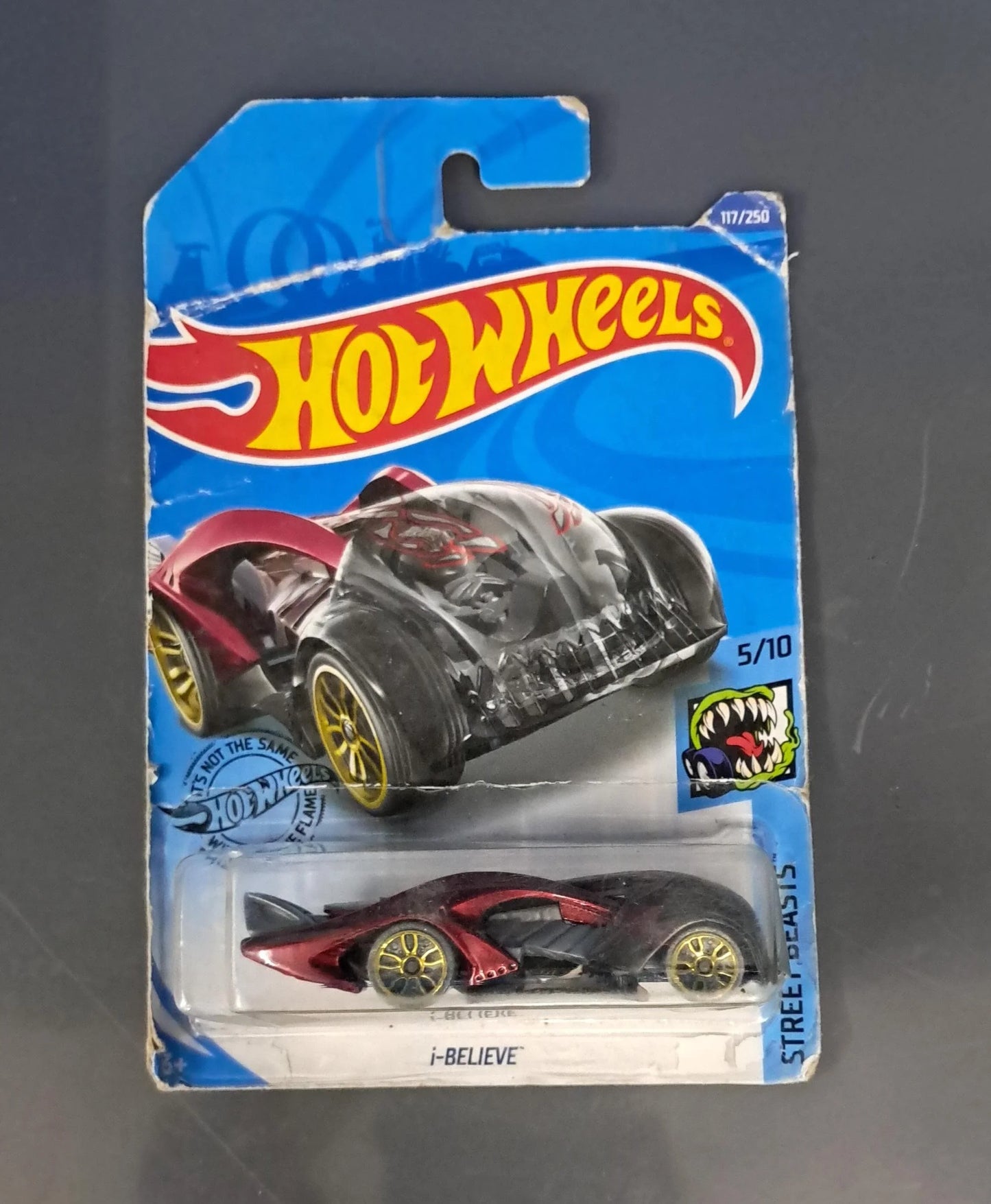 Hot Wheels 2020 Street Beasts i-Believe, Red 117/250 - ( CARD AND BLISTER DAMAGE ) - Jaiman Toys