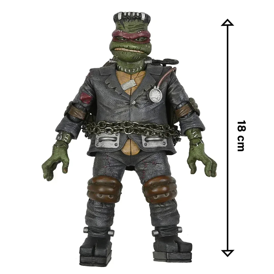 18 cm green mutant action figure in black suit and chain, collectible toy for kids