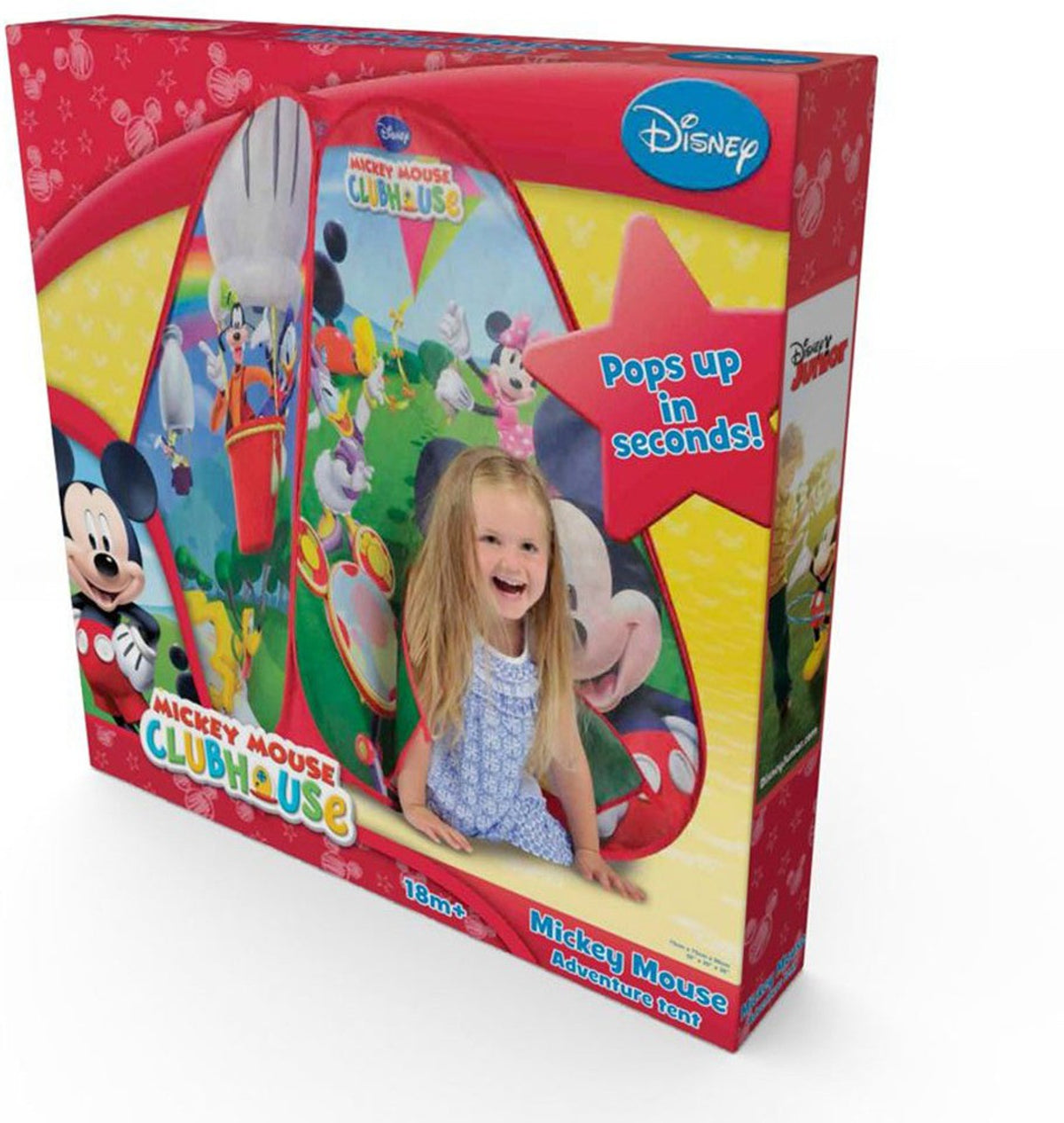 Disney Mickey Mouse Clubhouse Pop-Up Hideaway Tent for Kids – 90 x 75 x 75 cm | Colourful Indoor Play Tent & Playhouse for Pretend Play