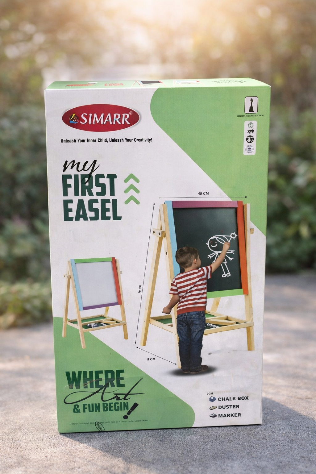 Simarr 2-in-1 Space Kids Writing Board β Double Sided Blackboard & Whiteboard with Stand | Learning & Drawing Board for Kids