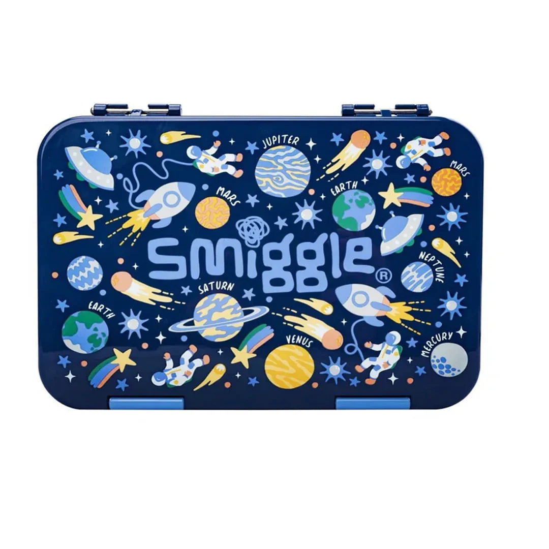 Smiggle Space Happy Medium Bento Lunchbox 758ml | Leakproof Kids School Lunch Box - Space