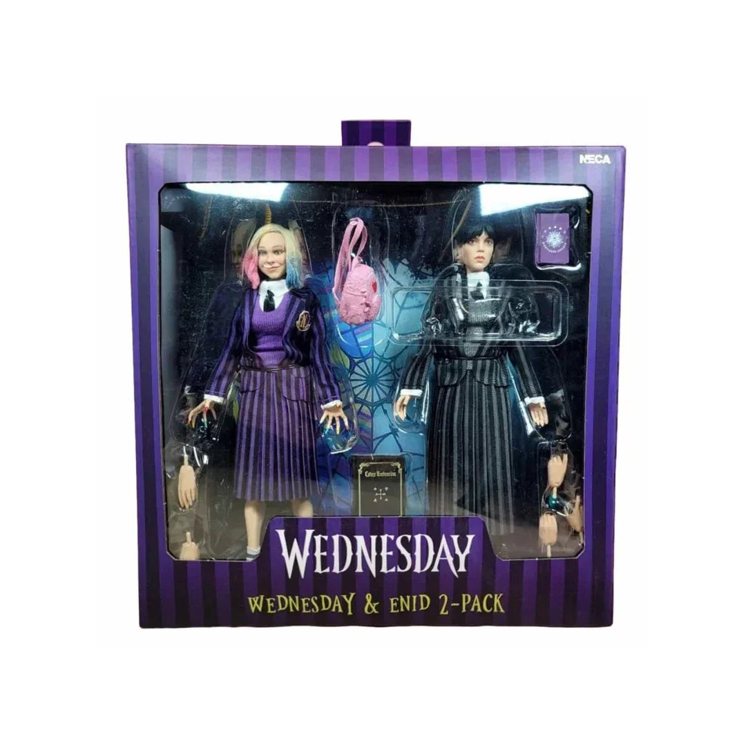 NECA Wednesday – Wednesday Addams & Enid | Nevermore Uniform | 8-Inch Clothed Action Figure 2-Pack