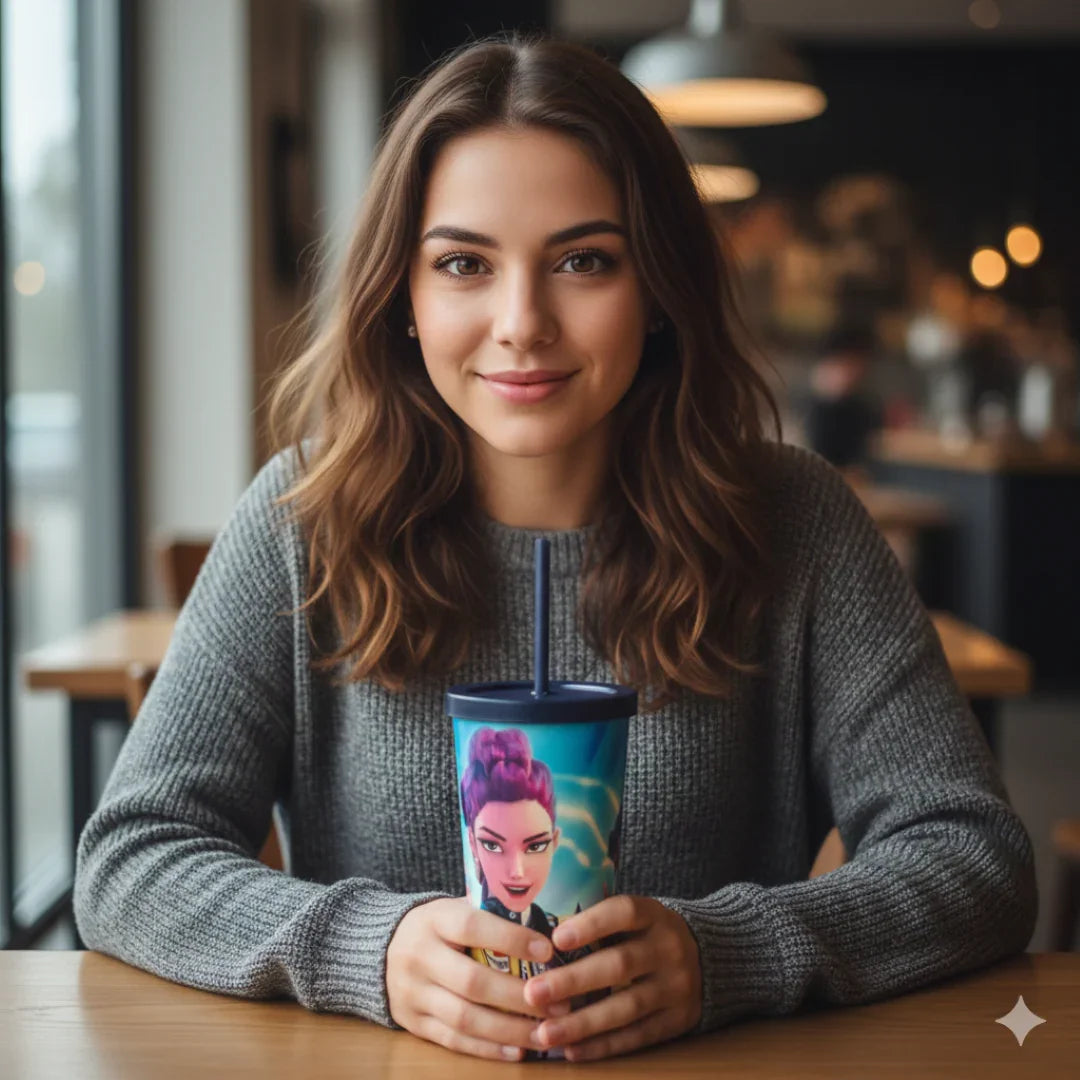 K-Pop Demon 700ml Stainless Steel Tumbler Sipper Water Bottle With Straw | Leak-Resistant Travel Cup