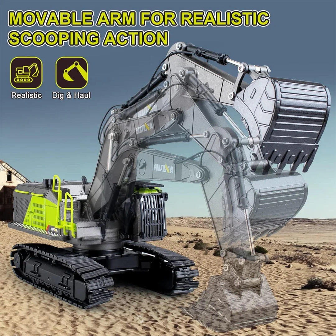 Huina 1661 1:18 RC Excavator | Full-Function Remote Control Construction Digger Toy