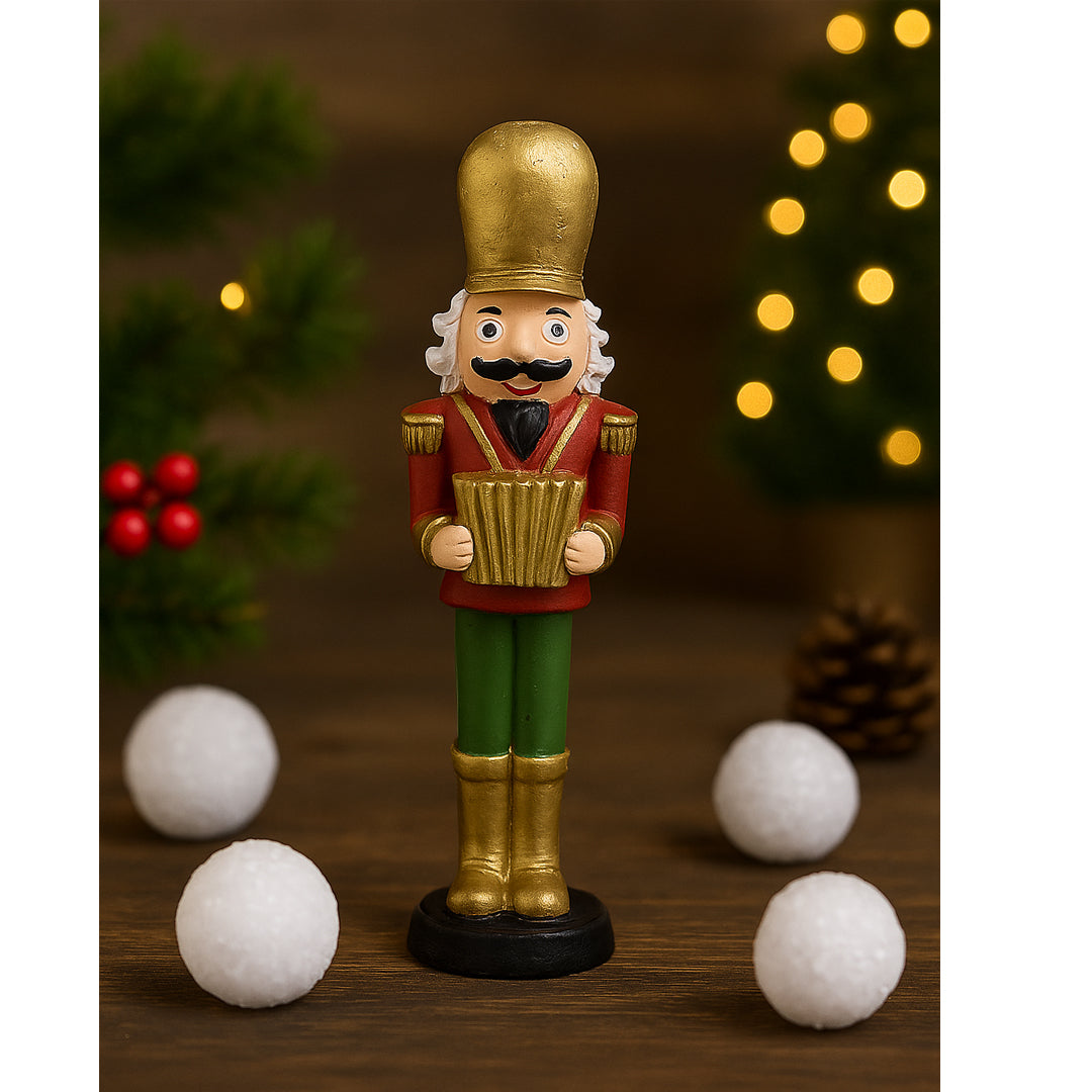 Classic Christmas Nutcracker Figurine with Golden Accents | Festive Soldier Decoration