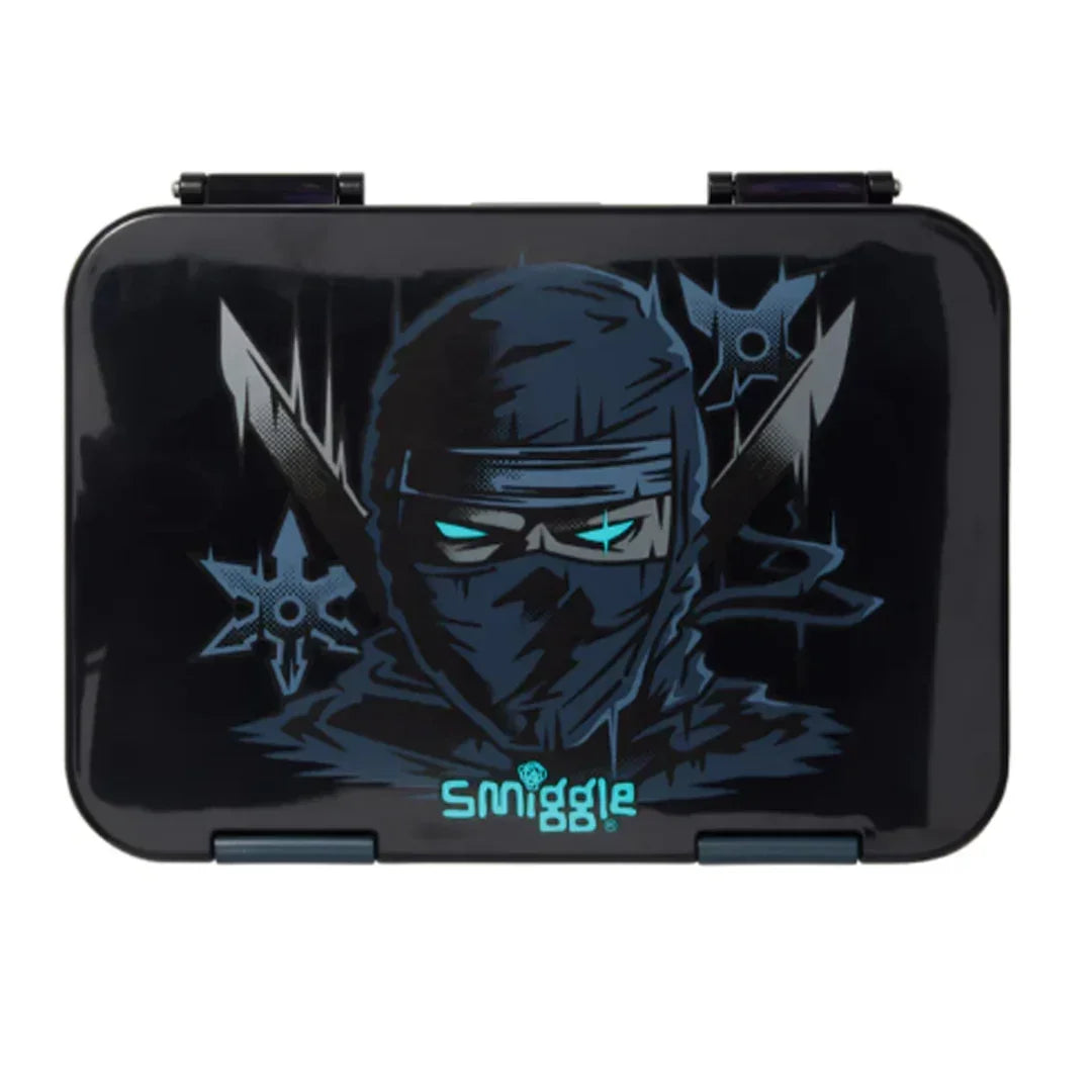 Smiggle Ninja Happy Medium Bento Lunchbox 758ml | Leakproof School Lunch Box for Kids