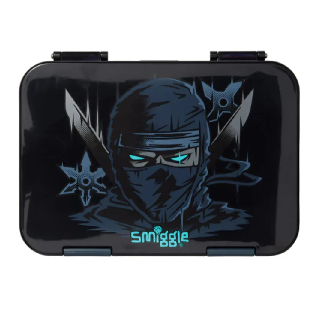 Smiggle Ninja Happy Medium Bento Lunchbox 758ml | Leakproof School Lunch Box for Kids