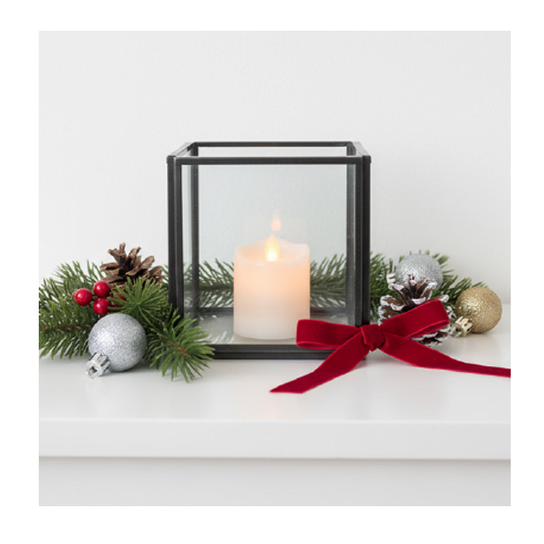 SWEN LUCIAN Minimalist Cube Tealight Holder – Modern Metal Candle Holder for Christmas, Festive & Ambient Décor | Contemporary Cube-Shaped Tea Light Stand