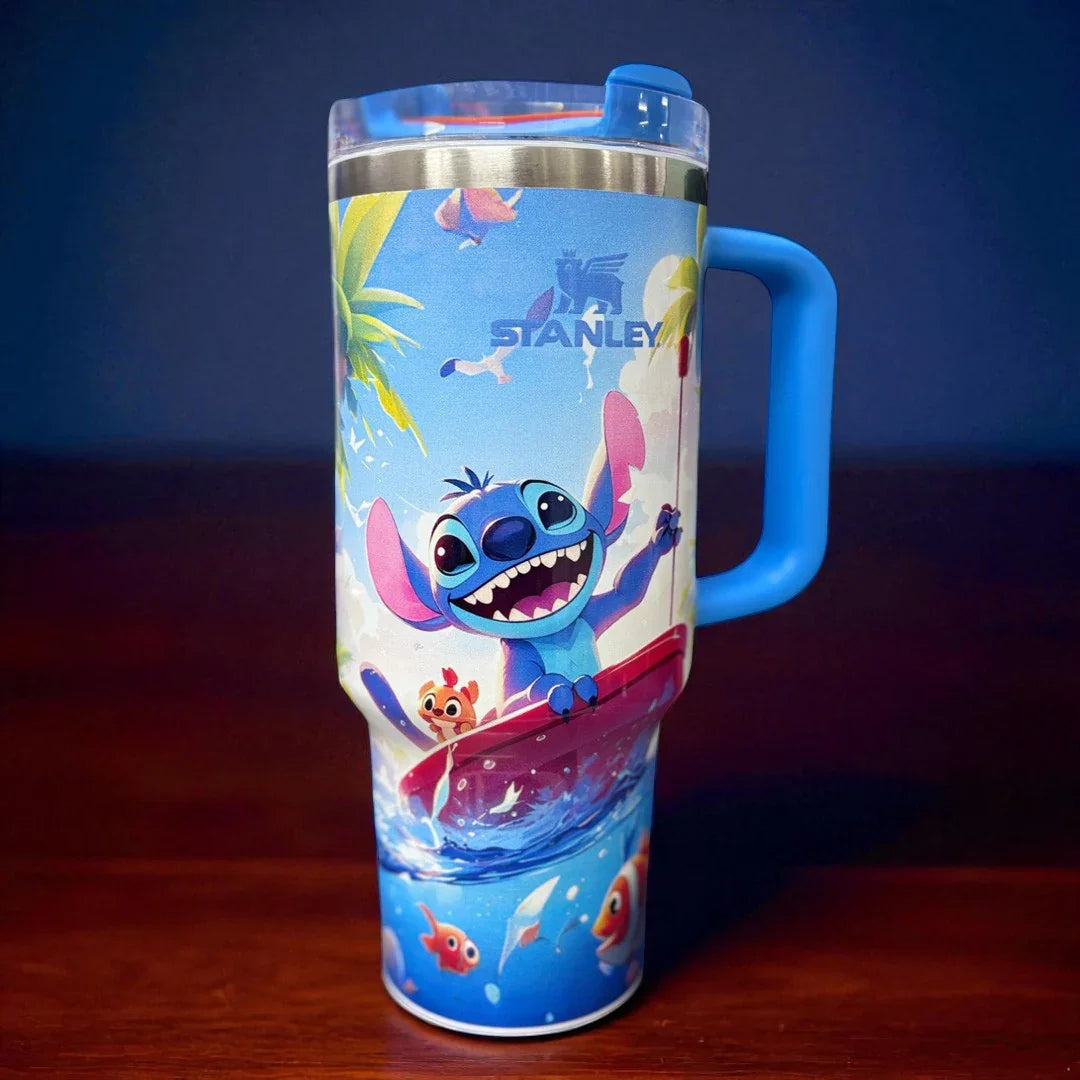 Stanley Stitch Travel Mug – 20 oz Stainless Steel Insulated Cup with Handle (D.Blue) - Jaiman Toys