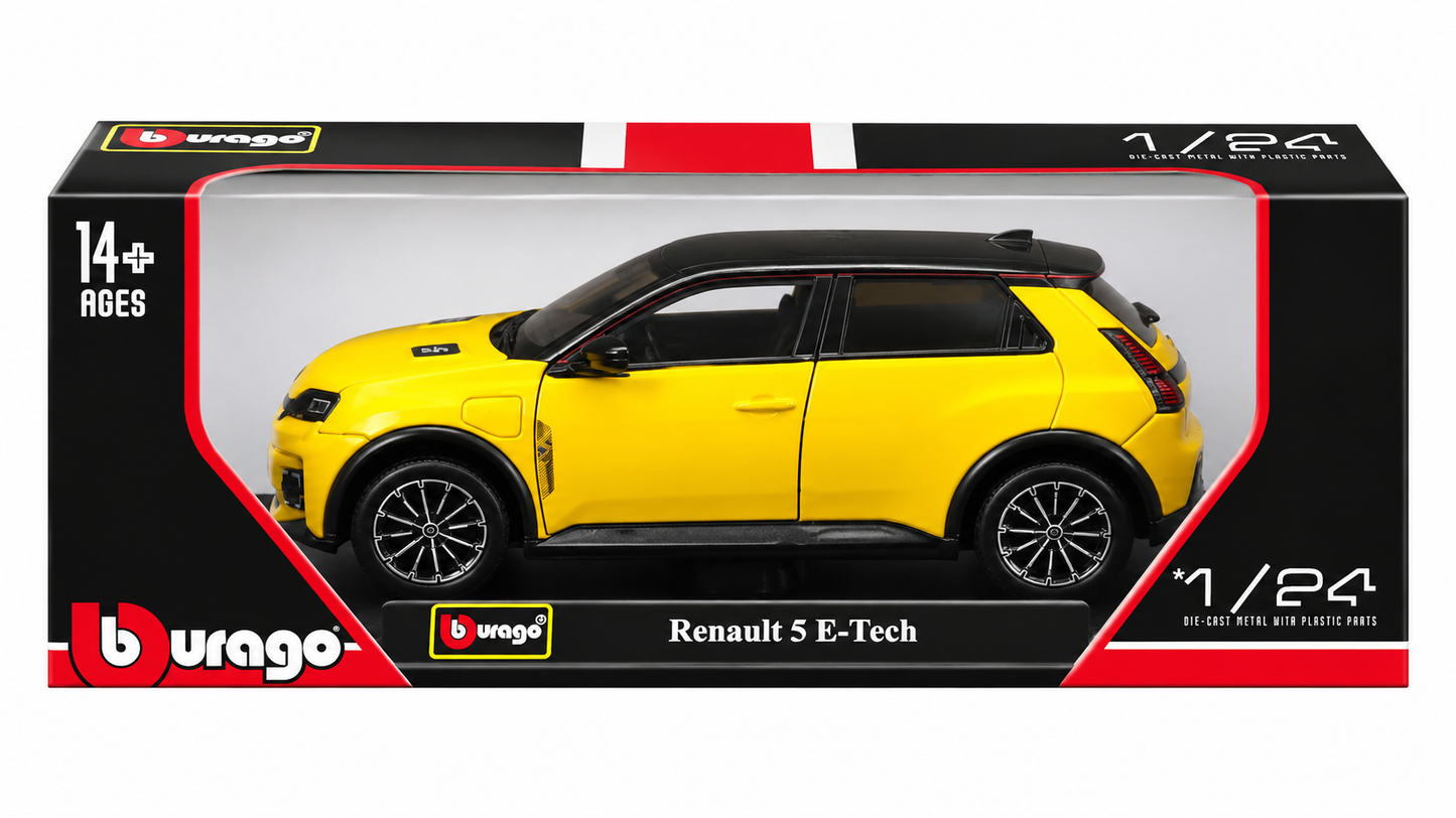 Bburago 1:24 Renault 5 E-Tech Yellow Die-Cast Model Car | Premium Collectible