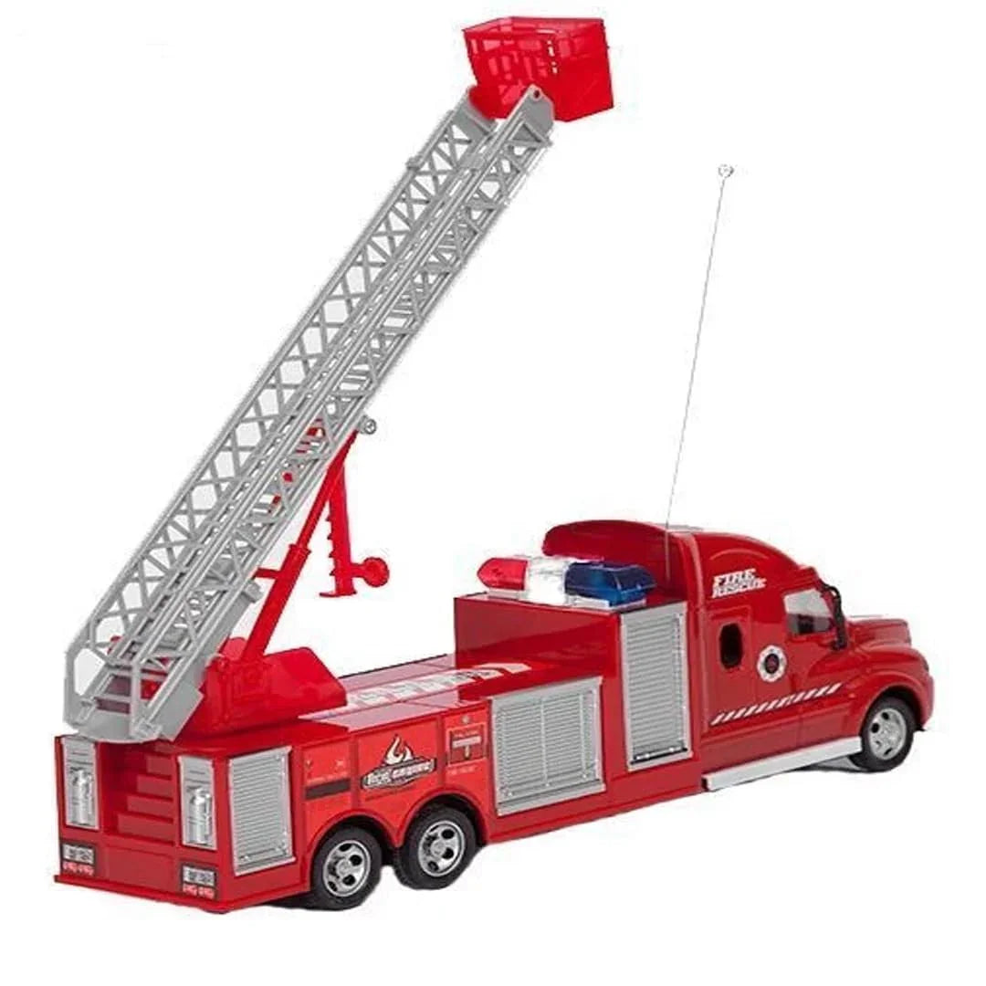 Fire Rescue Ladder Truck Toy with Extendable Crane & Rotating Basket – Friction Powered Fire Engine for Kids - Jaiman Toys