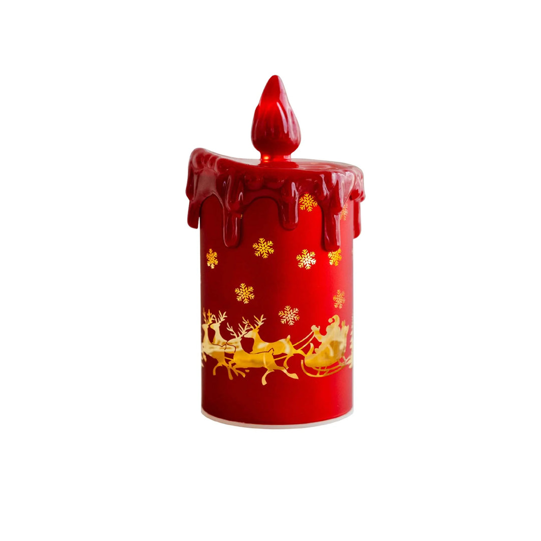 LED Christmas Candle Lamp | Festive Red Decorative Light with Santa Sleigh Design – Colours As Per Availability