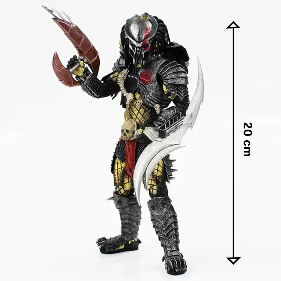 20 cm detailed alien warrior action figure with armor and weapons on white background