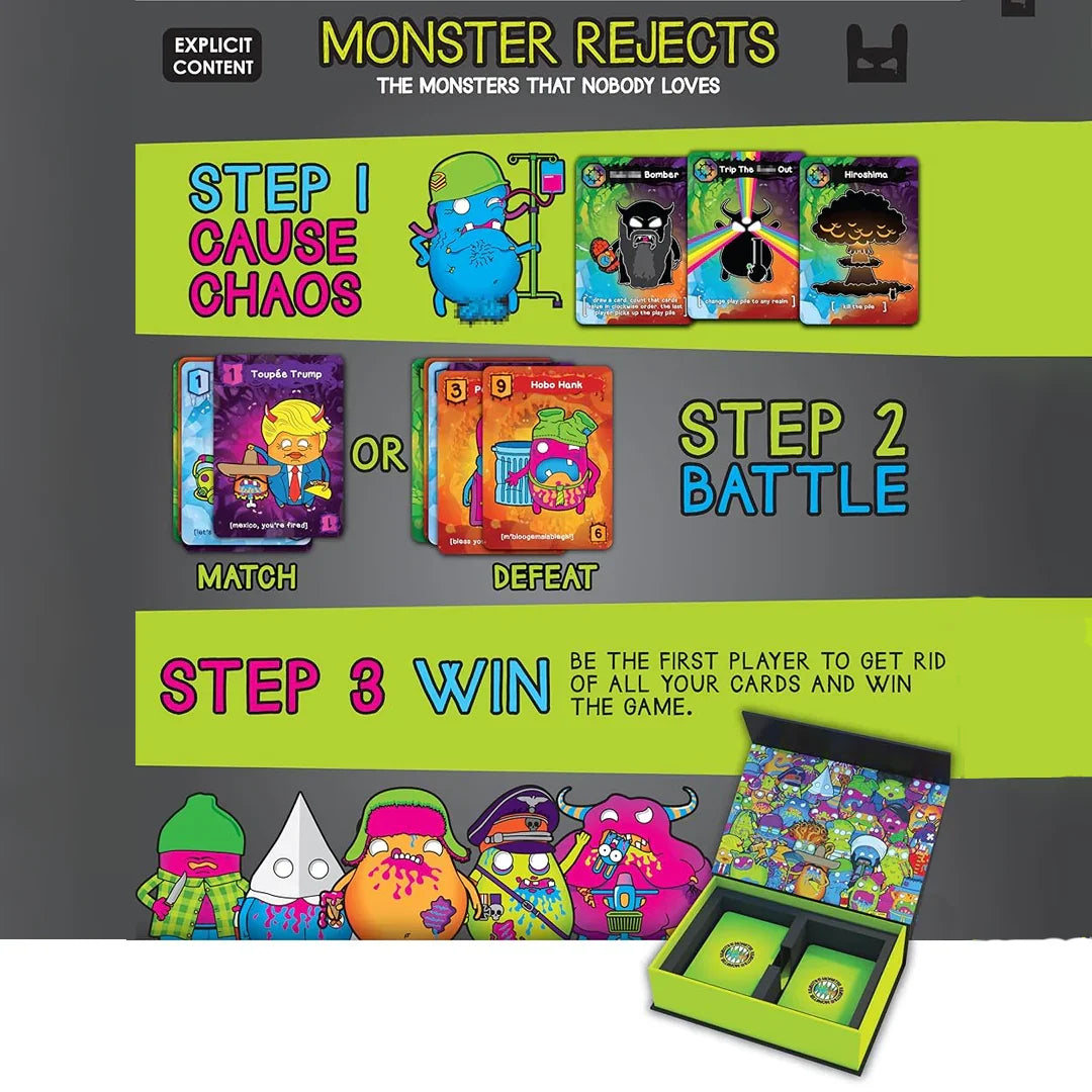 Monster Rejects - The Monsters that Nobody Loves! Card Game (2-5 Players) Age 18+ - Jaiman Toys