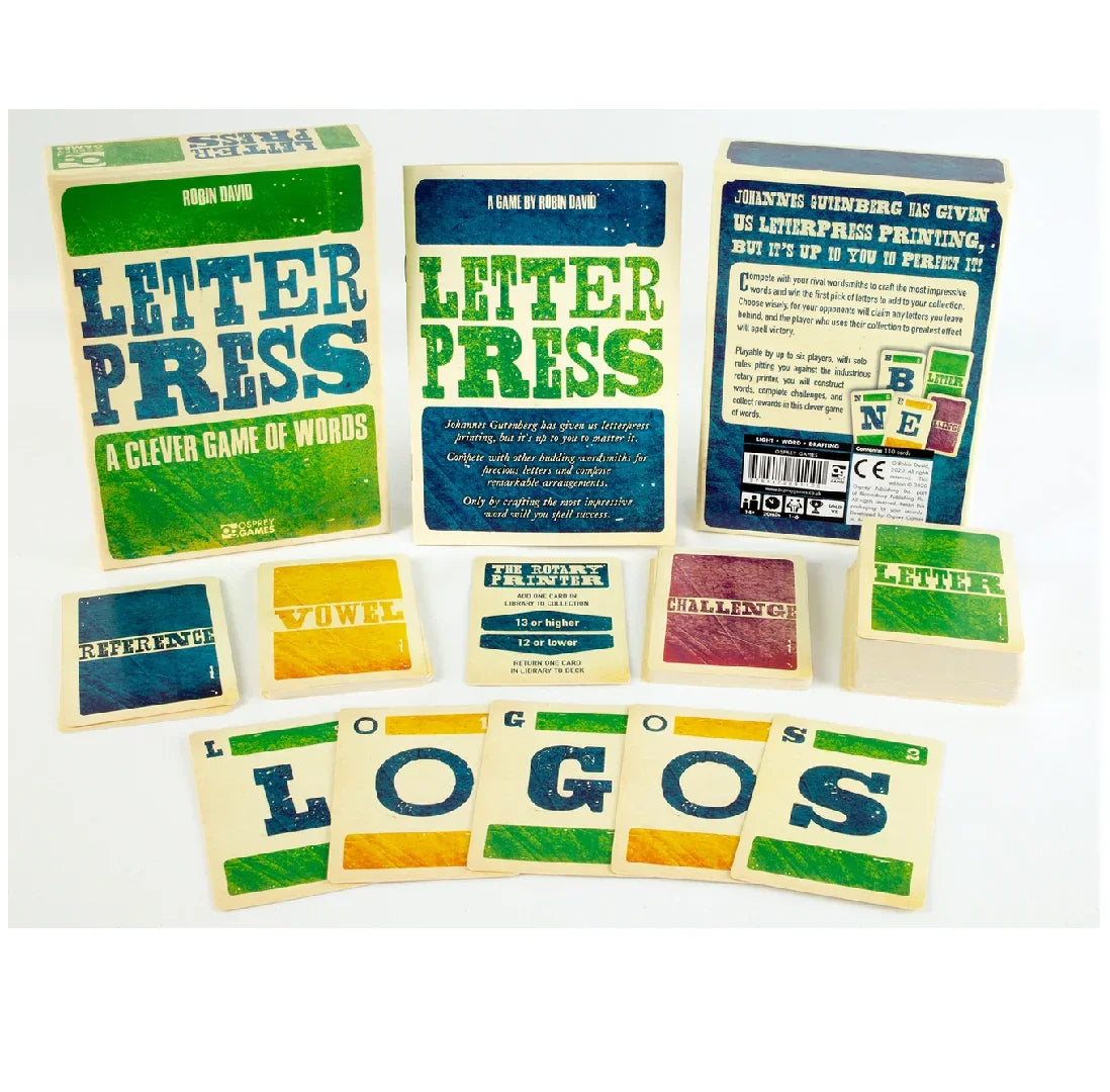 Card Game: Letter Press by Robin David (Osprey Games) 1 - 6 players, suitable for age 14+ - Jaiman Toys
