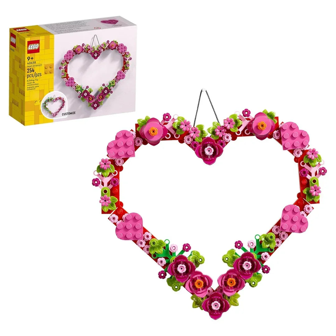 BOX DAMAGE -LEGO 40638 Heart Ornament Building Toy Kit, Heart Shaped Arrangement of Artificial Flowers (254 Pieces) - Jaiman Toys