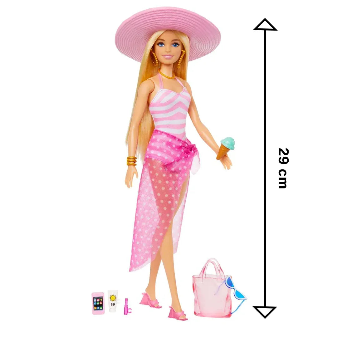Blonde Barbie Doll: Swimsuit and Beach-Themed Accessories - Jaiman Toys