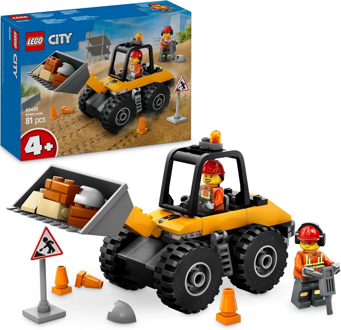 LEGO 60450 City Yellow Construction Wheel Loader Building Set - Jaiman Toys