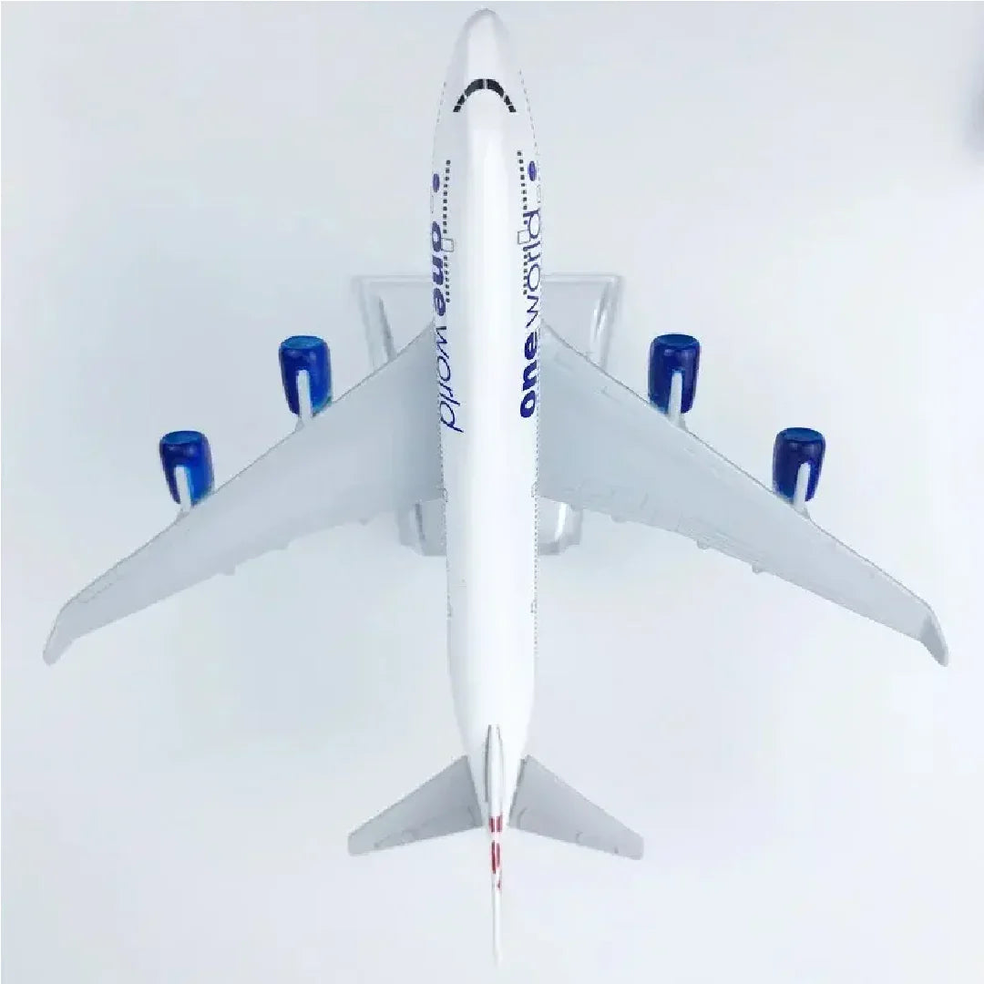 British One World Airlines Boeing B747-400 Airplane Diecast Airplane Model 16 cm - Jaiman Toys