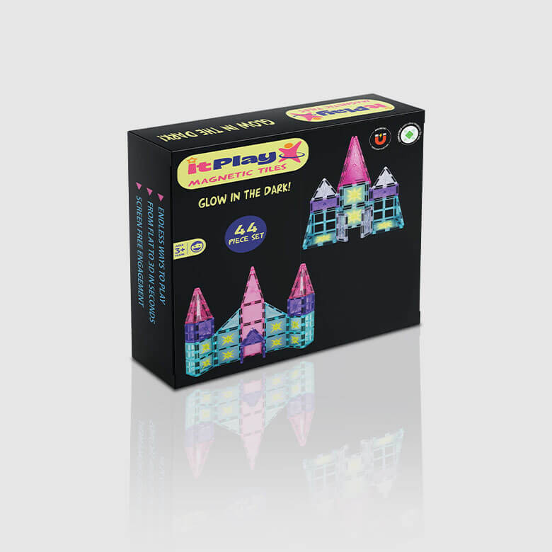 ITPLAY Glow Magnetic Tiles 44 Pcs Educational Construction Building Set for Kids