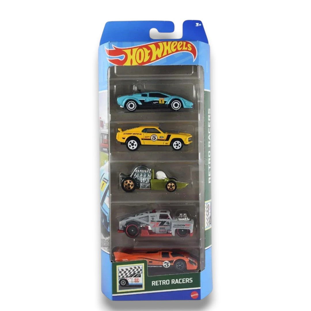 Hot Wheels Retro Racers 5-Pack Die-Cast Cars Set | Mattel 1:64