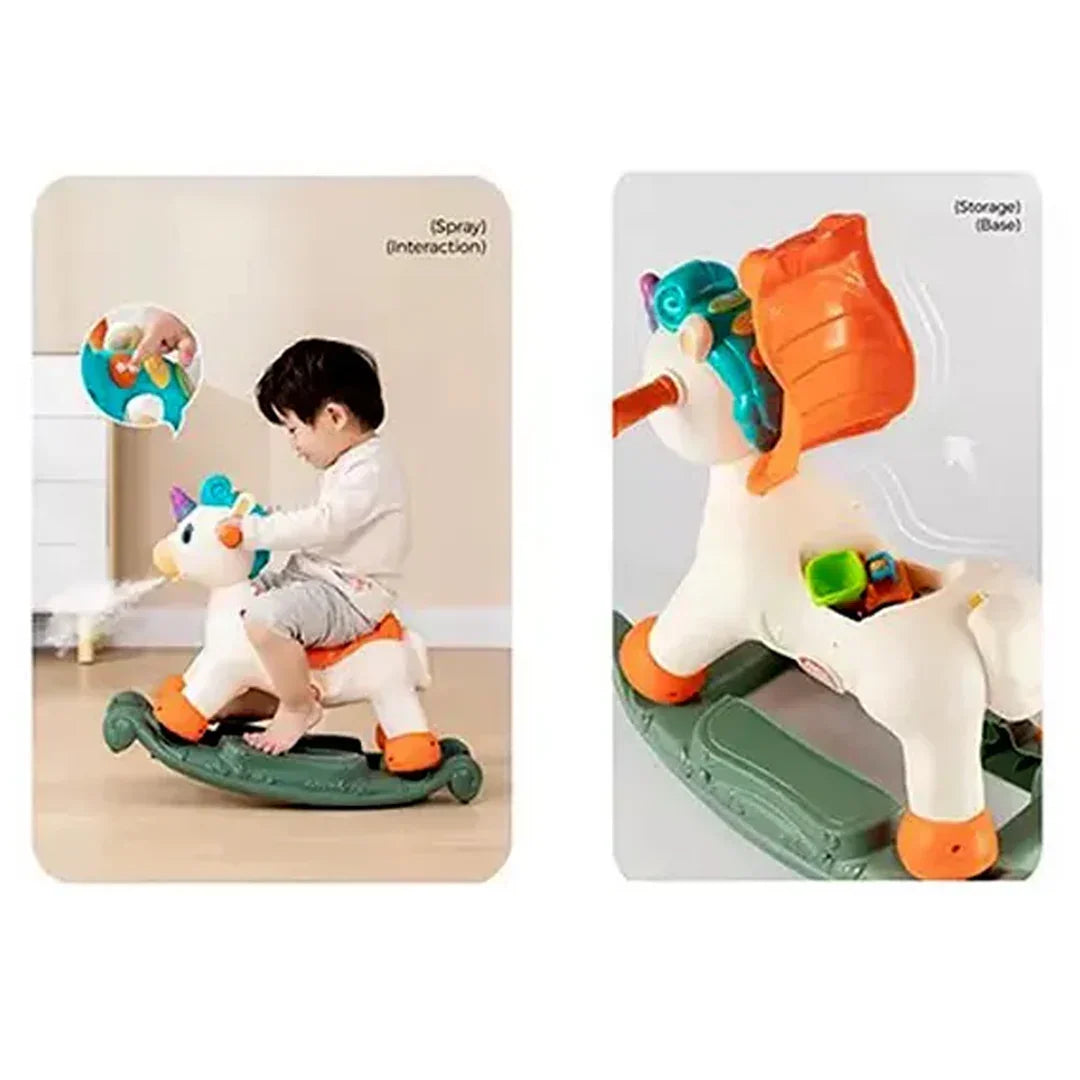 Hola Toys Musical Unicorn – 3-in-1 Rocking Spray Ride-On for Kids (18 Months to 8+ Years) - Jaiman Toys
