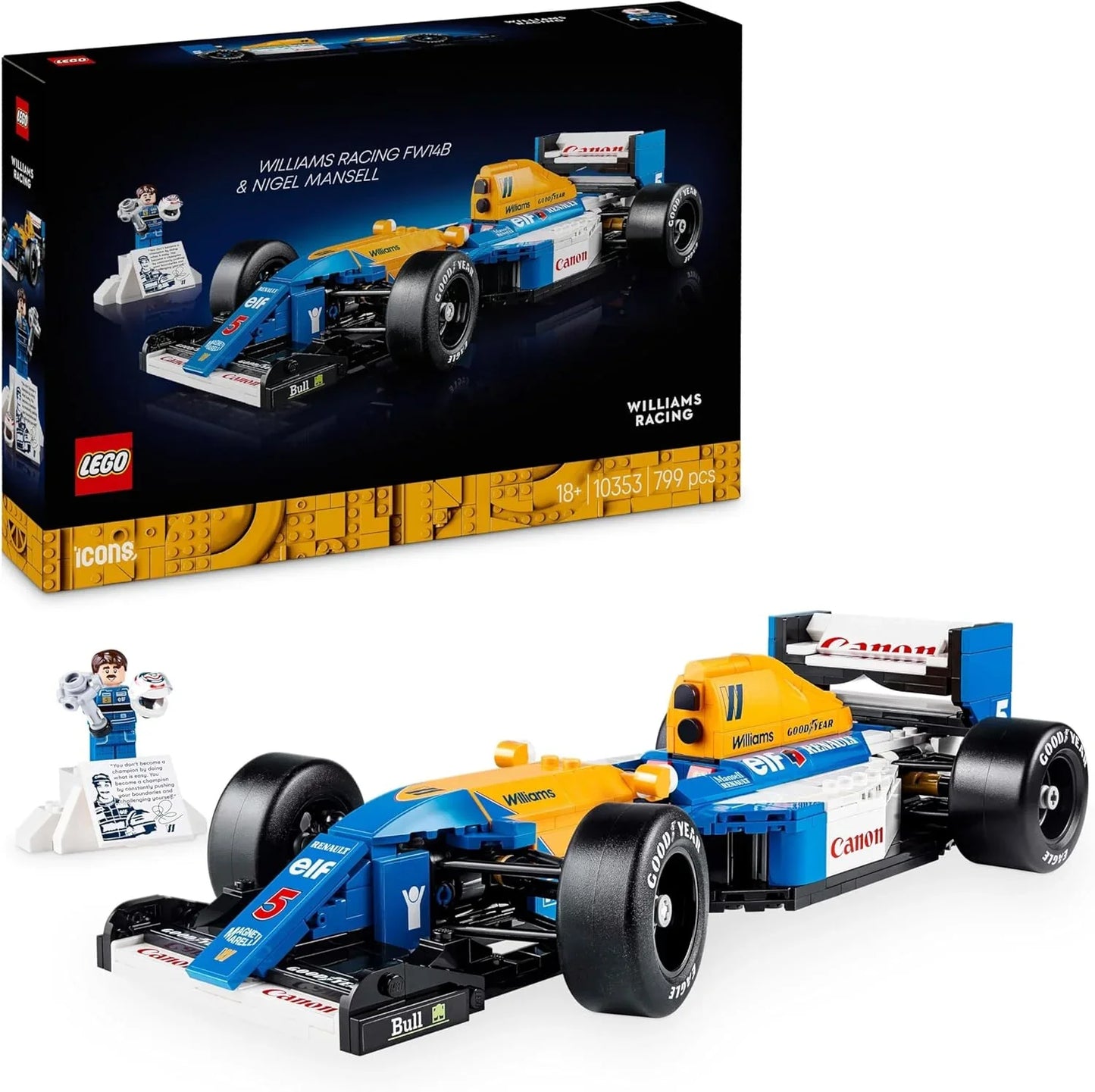 Lego 10353 Icons Williams Racing FW14B and Nigel Mansell F1 Model Car - Jaiman Toys