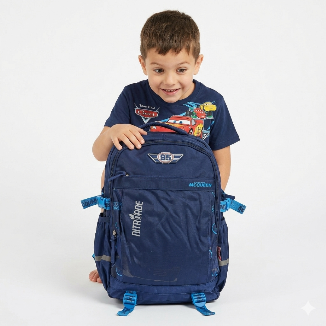 Pixar Cars School Backpack for Kids – Nitroade Lightning McQueen School Bag |16Inch Large Kids Backpack
