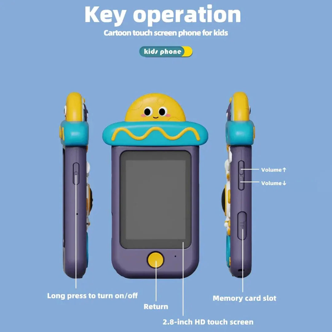 Inteligente Kids Dino Smart Phone Toy, Kids Digital 2.8'' Dual Camera Christmas, Birthday Gifts with Kids Dual Camera, Video, Game, Music Player and Multiple Functions for Kids - Jaiman Toys