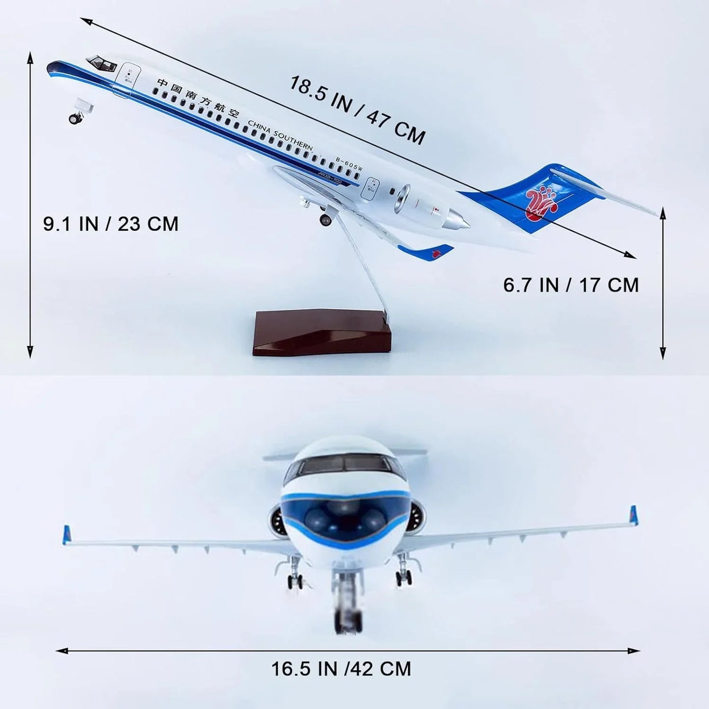 Diecast Airplane Display Model with Light : 46 cm Scale Model Boeing (ARJ21-700 China Southern Airlines) 1:125 - Jaiman Toys