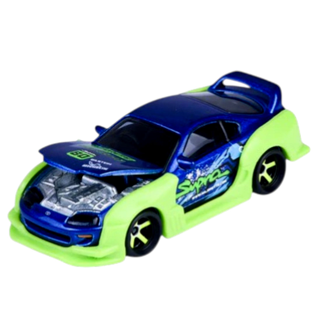 Majorette Toyota Supra JZA80 JDM Legends 1:64 Die-Cast Car | Tuning Parts Inside | Metal Body with Moving Parts | Castrol Racing Livery | 3+