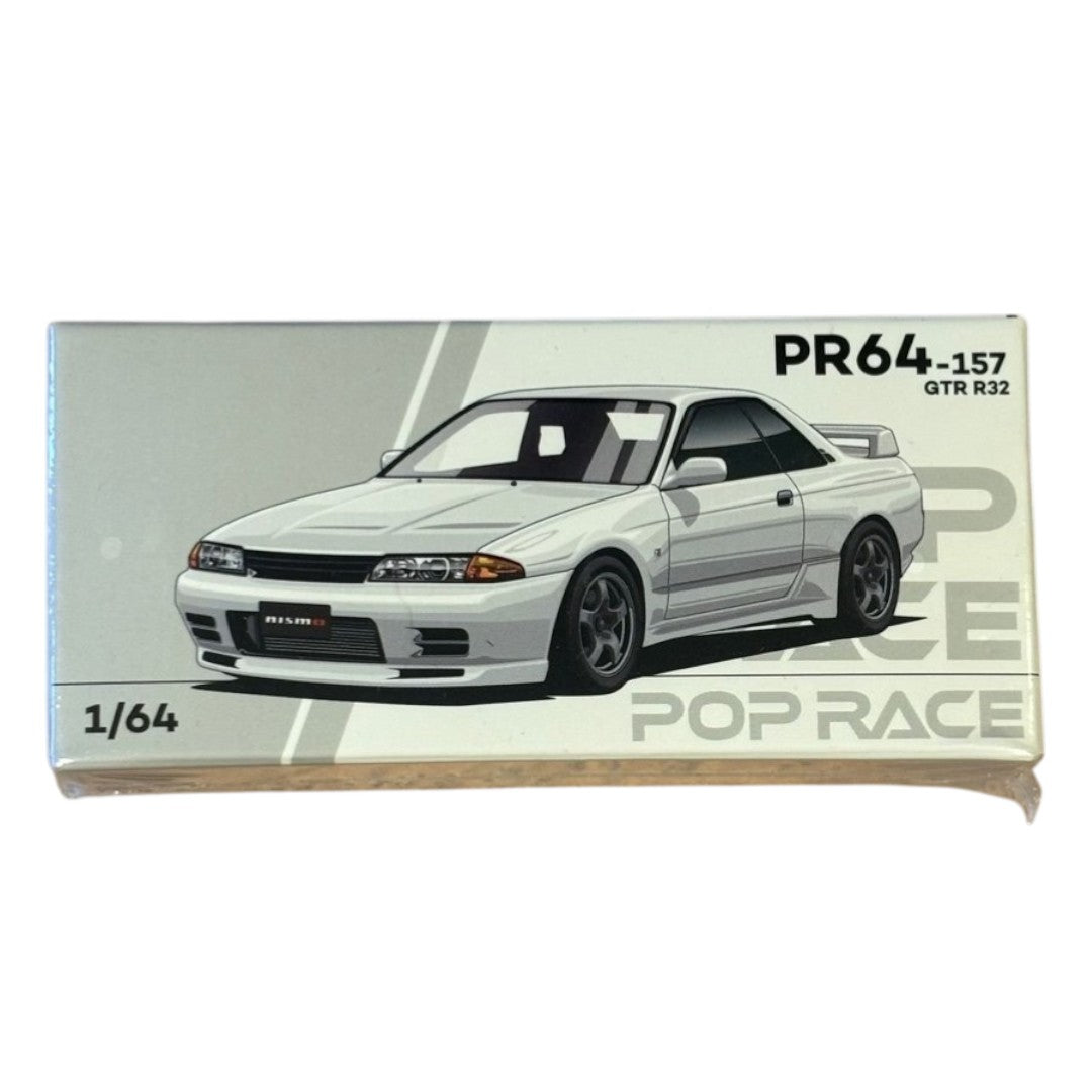 Pop Race PR64-157 GT-R R32 1:64 Die-Cast Model Car | White | JDM Collector Edition