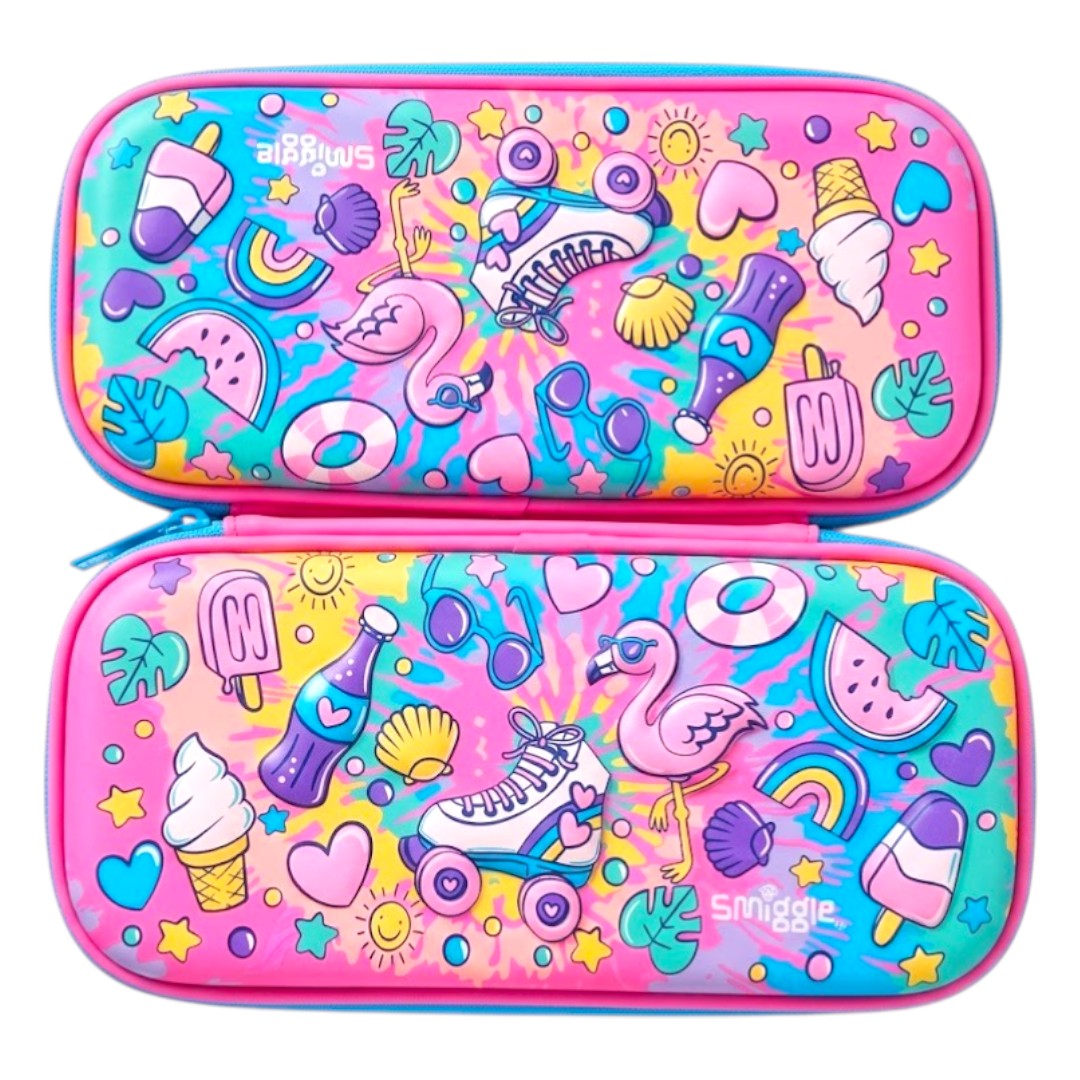 Smiggle Summer Fun Hardtop Pencil Case – Kids Stationery Organizer with Colorful Print