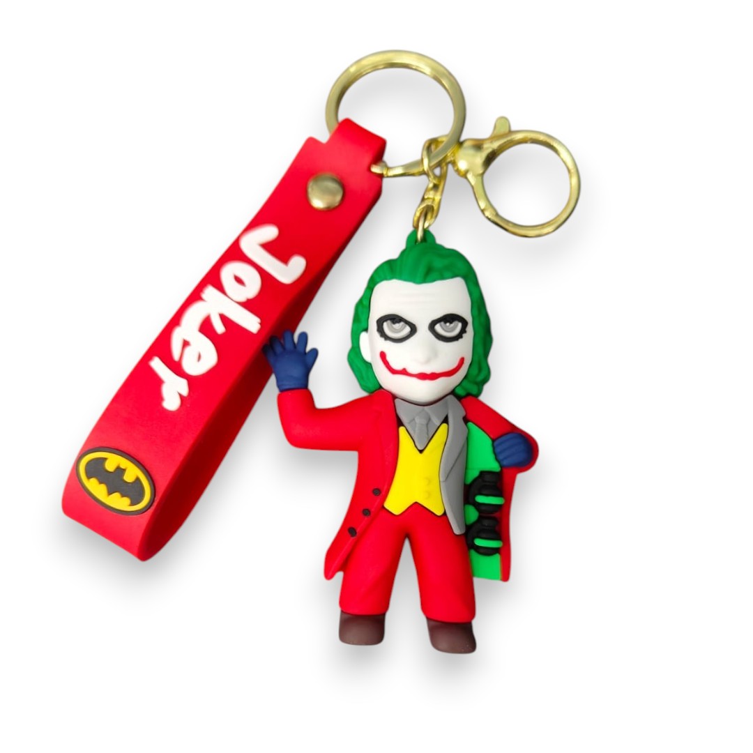 Joker Character PVC Keychain with Strap – Comic Villain Keyring