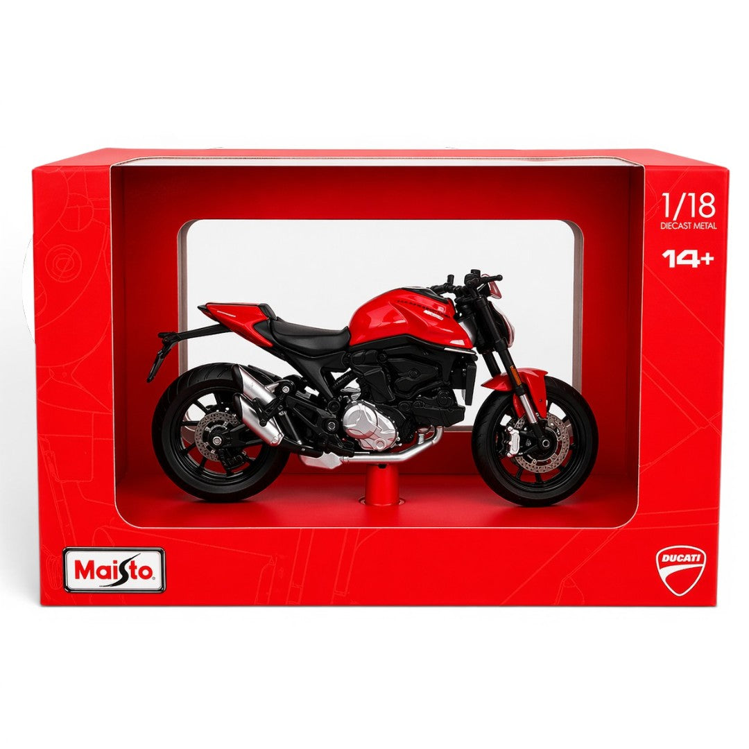 Maisto 1:18 Ducati Monster+ Die-Cast Motorcycle Model | Ducati Monster Plus Red Collectible Bike